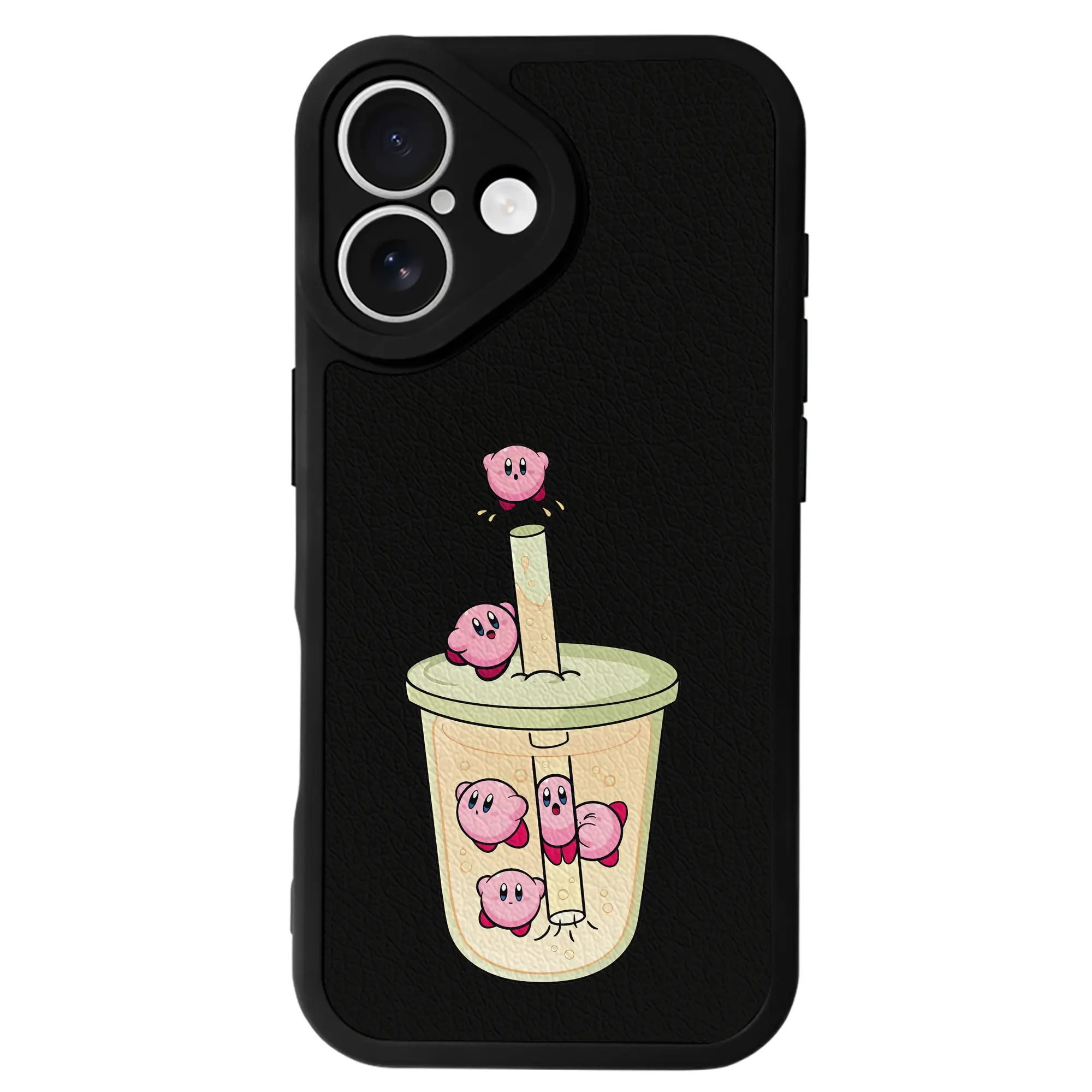 星のカービィ グッズ カービィ - IPhone 16シリーズ対応 ・ シリコンスマホケース ・ レザー調 ・ 高精度フィット ・ 耐衝撃 ・ ワイヤレス充電対応 ・ 精密カット